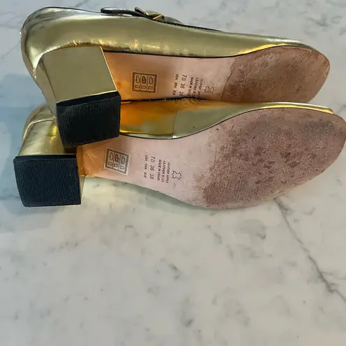 Kat Maconie gold mirror Maggie Mary Jane chunky heels Shoe Size 7 EUC