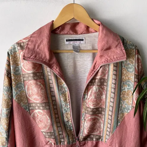 Jennifer Moore Vintage  Activewear Jacket Womens Small Pink Art Deco Sporty Boho