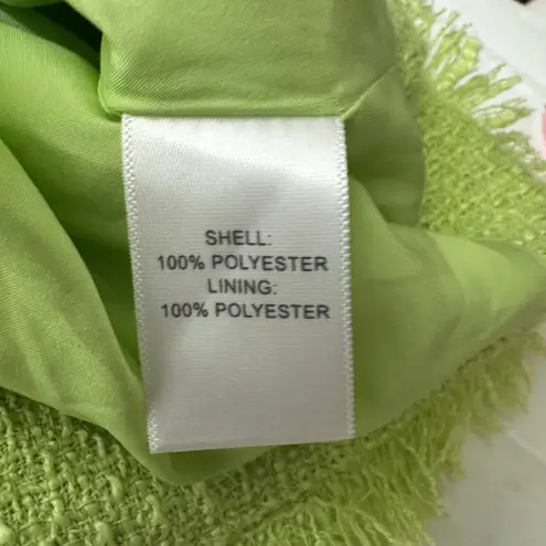 House of Harlow 1960 Green Tweed Cropped Blazer Fringe 2 Piece Size XS Flawed!