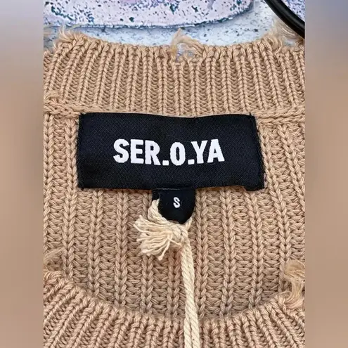 SER.O.YA Devin distressed Sweater dress in tan size small