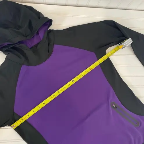 Second Skin  Scuba Hoodie Sweatshirt Womens Purple Black Colorblock Size L