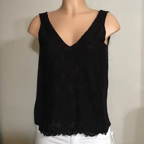 Rachel Rachel Roy black eyelash lace and jersey top. NWOT