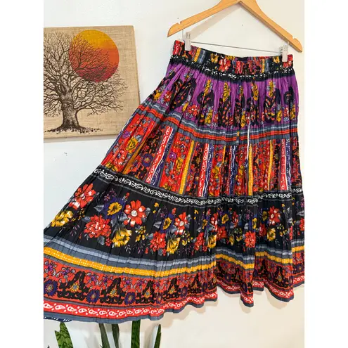 90's Phool Indian Cotton Maxi Skirt size large Red