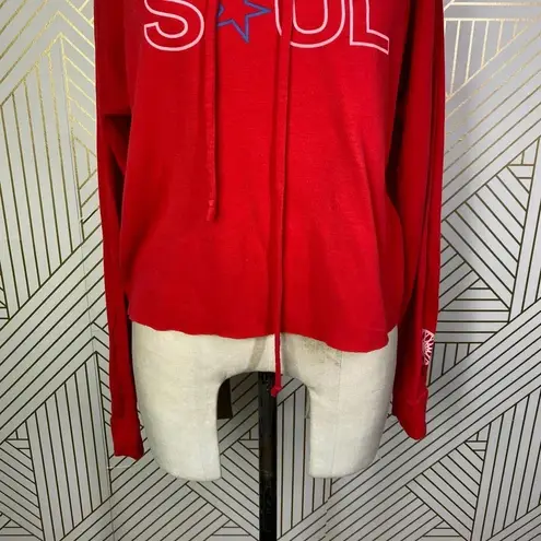 SoulCycle Star Logo Cropped Red Hoodie Sweatshirt Size US Medium