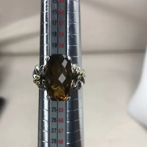 ANN KING Whiskey Topaz Floral 18k Yellow Gold 925 Sterling Silver Ring
