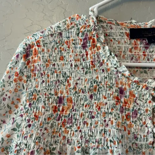 RACHEL Rachel Roy white multicolor tiny floral smocked long sleeve blouse large