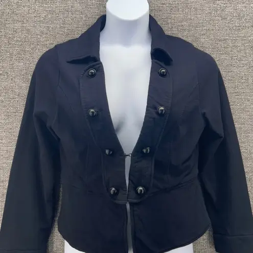 Soft Surroundings Womens Cropped Blazer Size L Jacket Black Cotton Professional