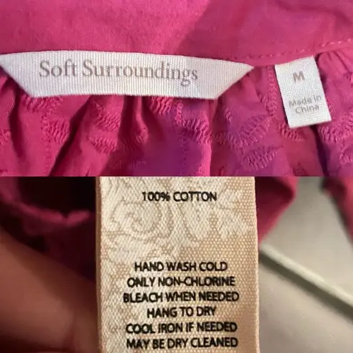 Soft Surroundings Womens Shirt Blouse Mauve Embroidered 3D Flower Size Medium