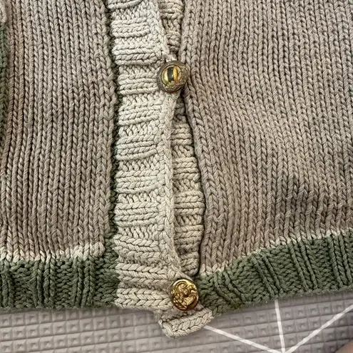 Handmade Handknit Oversized Beige Sweater with Antique Buttons, Size Medium