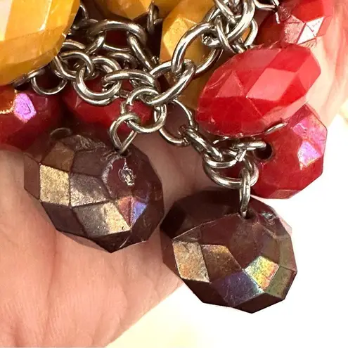 Multi beaded silver tone statement necklace