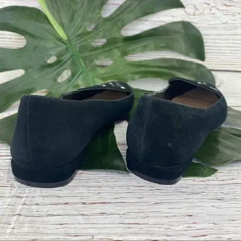 Tahari Flats Esther Suede Grommet Detail Pointed Toe Black 7.5
