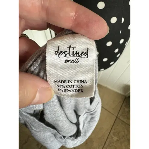 destined 5/$35 Womens Crop Top Sz S Round Neck Heather Gray Knit Tee Shirt