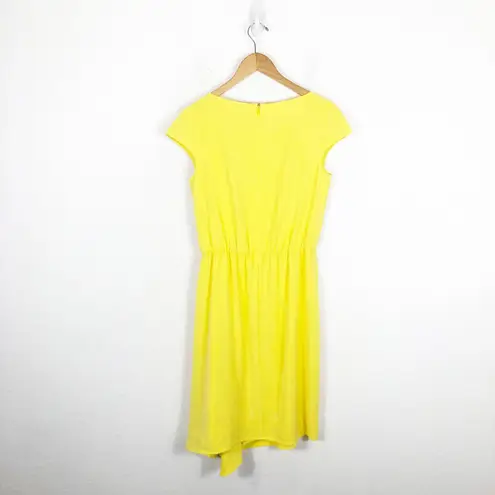 St. John Bateau Neck Mini Dress Size 4 Yellow Casual Draped Stretch Preppy