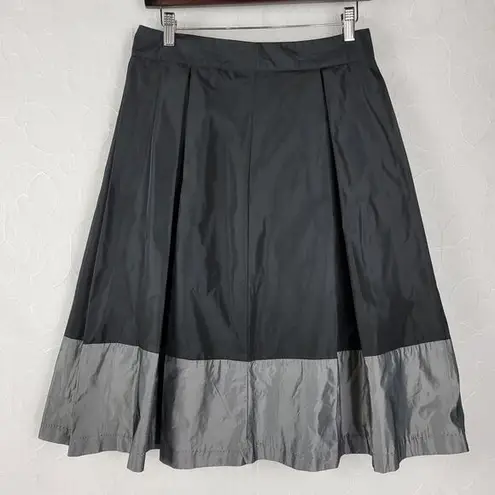 Renee C . Womens Skirt Size M Black Gray Pleated A-line Colorblock Midi Casual