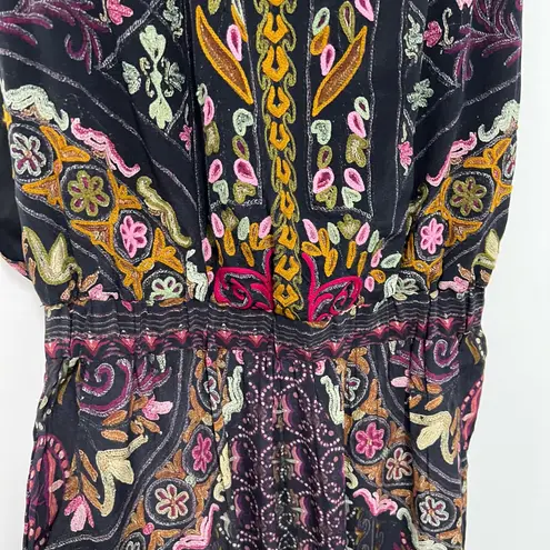 Hemant and Nandita Embroidered 100% Silk Jumpsuit Open Side & Back S Indie Boho