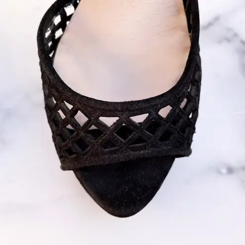 Miu Miu Forma black suede caged cutout platform sandals size IT 39.5