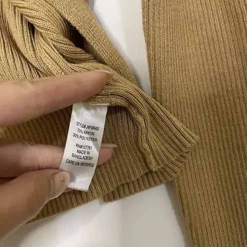 Full Circle Trends double tie front ribbed cardigan tan brown size medium