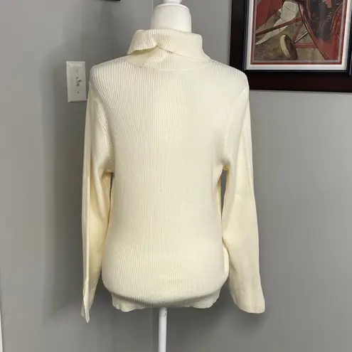 Soft Surroundings Ivory Off White Ribbed Turtleneck Sweater Womens Size Large