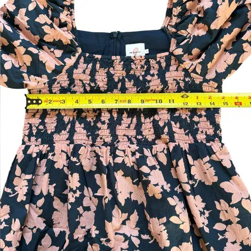 The Nines By Hatch Maternity Midi Dress Navy Pink Floral Smocked Womens Small Blue