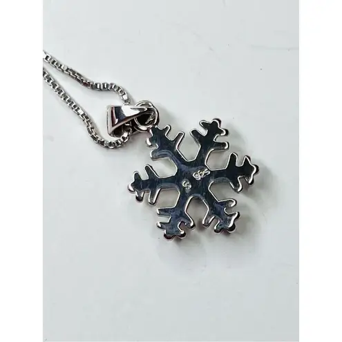 Silver 925 Simulated Fire Opal Snowflake 18" Necklace + Drop Earring Set Jewelry Silver