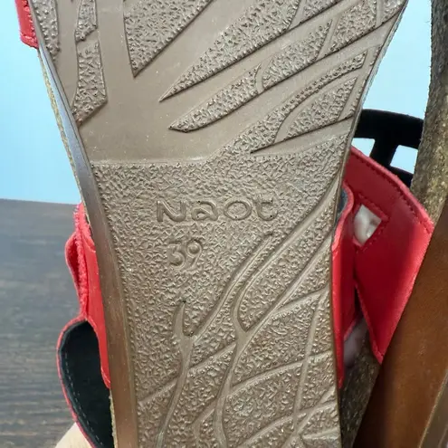 Naot Womens Dynasty Wedge Kiss Red Leather Sandal Size 39EU/8US