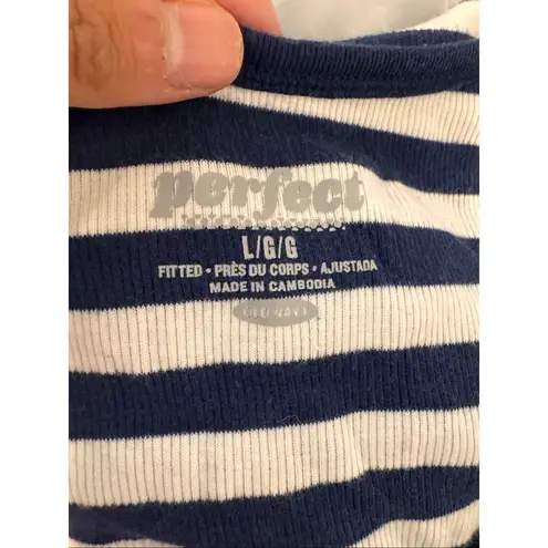 Old Navy  Perfect Tank Top | Navy & White Striped Stretch Ribbed Tank – Size Larg