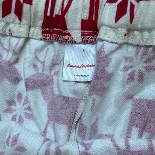 Hanna Anderson Adult Holiday Flannel Pajama Reindeer Winter Pants Size S new Red