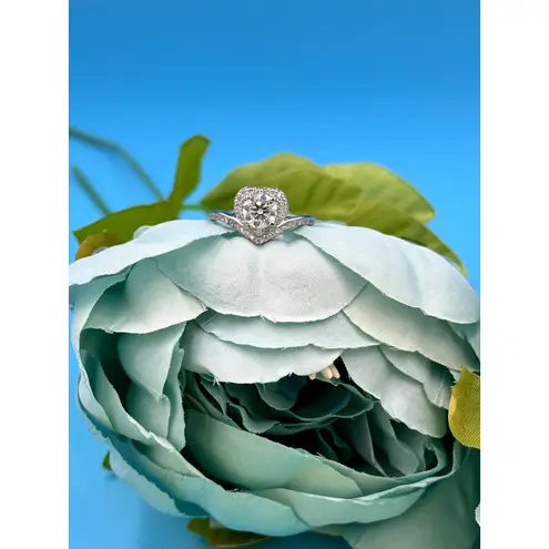 1 carat Moissanite Heart Shaped Cut Ring Moissanite Accents 8 Silver