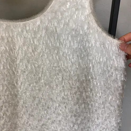 Jill Stuart White Eyelash Fringe Sleeveless Mini Dress