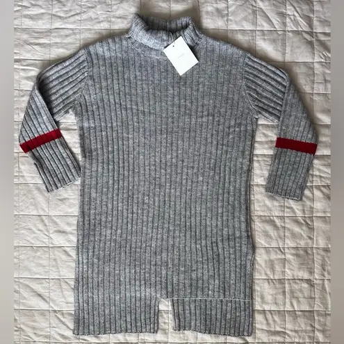 NWT Avantlook Artsy Grey Chunky Rib Knit Asymmetrical Cut Mini Dress / Tunic