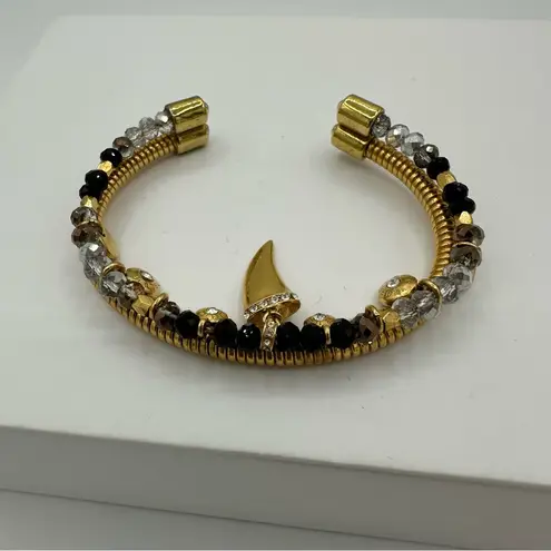 Henri Bendel Beaded Gold Coil Adjustable Charm Bracelet