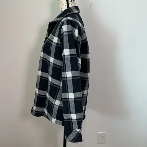 Orvis Classic Collection Black Plaid Fleece Lined Button Up Jacket sz L