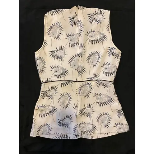 $490 Marni 40 4 Sleeveless Crepe Tank Top Shirt Blouse Peplum V Neck Leaves Tan