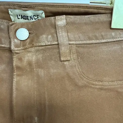 L'Agence L’AGENCE Margot High Rise Cropped Skinny Jeans Size 30 Java Coated Stretch - Image 12