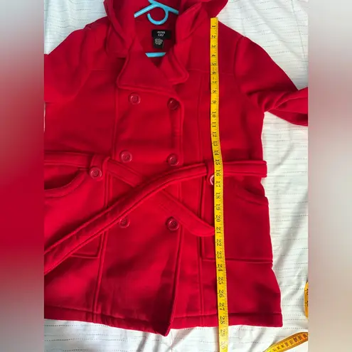 Miss Lili Red Hooded Belted Peacoat Women’s Size Large RN 57685