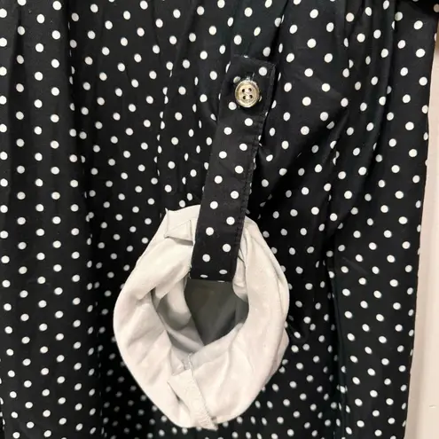Black and White Polka Dot Zipper Front Long Sleeve Top Size by Luckymore 2XL
