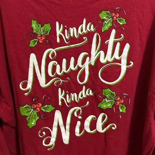 Delta Pro Weight Kinda Naughty Kinda Nice Red Longsleeve Graphic Christmas Shirt size 2X