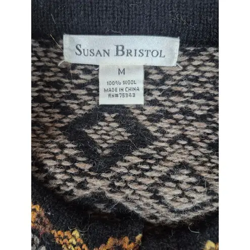 Susan Bristol Wool Sweater Nordic Fair Isle Clasp Cardigan M Cottagecore Granny