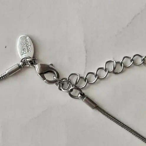 Lia Sophia High Tide Necklace Pendant Silver Square Abalone Mother Pearl Stone