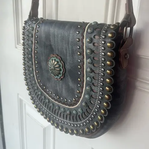 Montana West  NEW western-style studded vegan leather crossbody bag turquoise