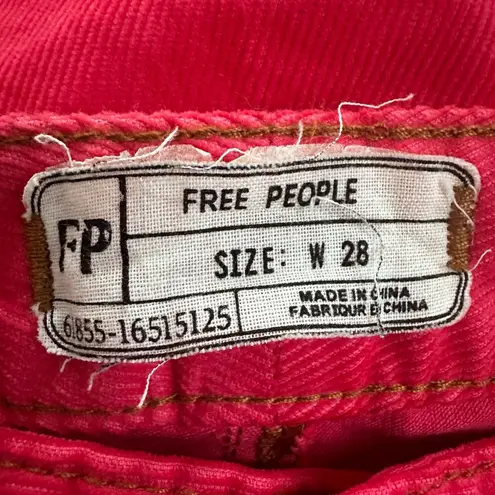 Free People  Berry Corduroy Pants Straight Stretch Boho Indie Bright Size 28
