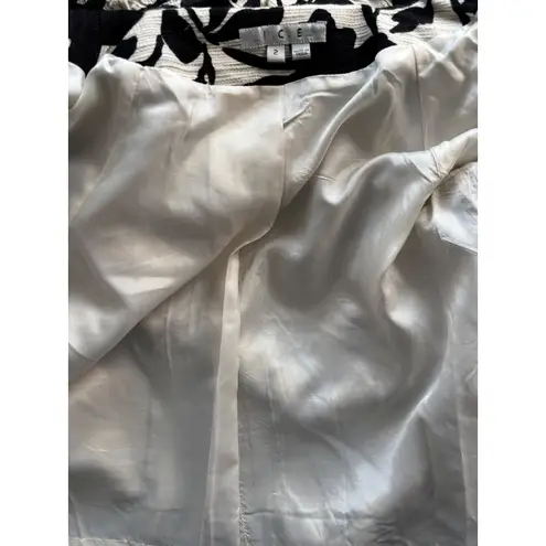 I.C.E. Women's Cropped Jacket – Black & Ivory Floral Size 2 Cotton/Linen Blend