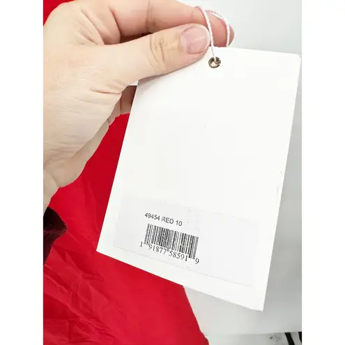 Mac Duggal 49454 Bow Shoulder V Neck Gown in Red Size 10 NWT