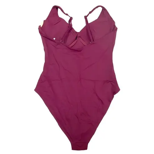 ANDIE  Swim Plum Baia Scoop Neck Cross Strap Back One Piece Swimsuit Sz L NWT