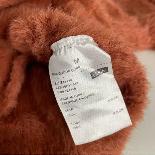 Elodie Pumpkin Spice Burnt Orange Eyelash Knit Wrap Front Crop Top