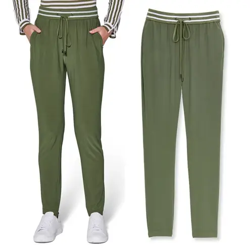MADELEINE Olive Ankle Length Jogging Style Trousers Size XL Green