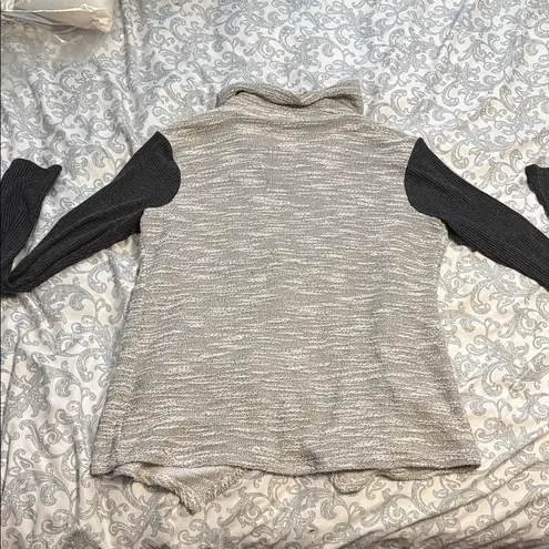 Gray and Black Cowl Neck Sweater with Wrap Style Size L