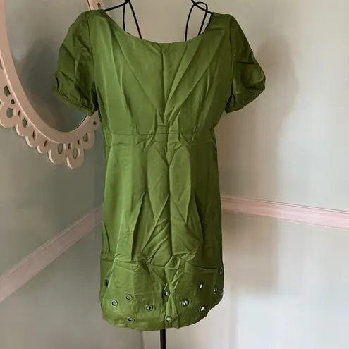 Missoni  sz 6 Green Cotton Silk Grommet Short Sleeve Dress Italy