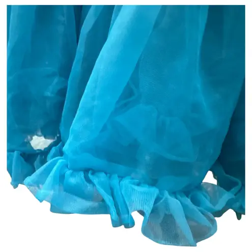 Malco Modes Teal Blue Tiered Petticoat Ruffle Skirt Crinoline Small