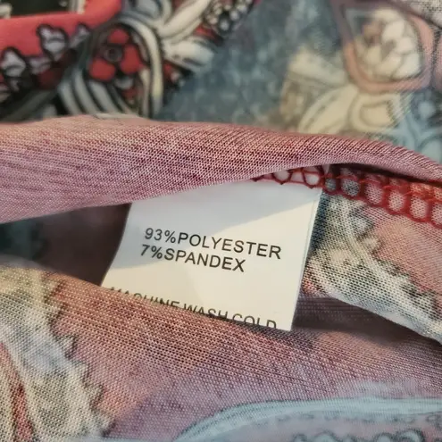 Victoria XL/XXL boho wine red print belted mini dress / tunic top Size undefined